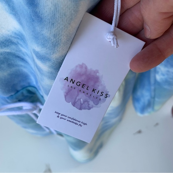 Angel Kiss Tie Dye Sweatshirt Dress NWT in blues & green pastel colors,‎ large - Picture 7 of 9
